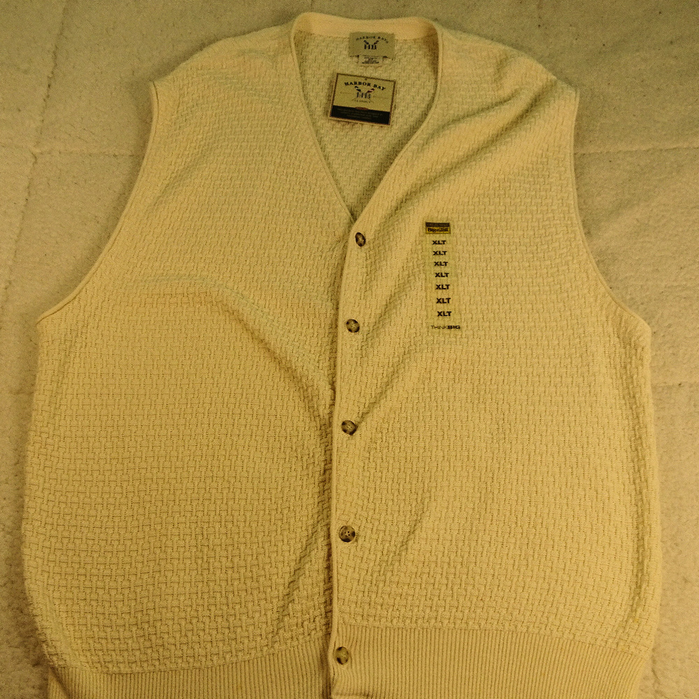 NWT Harbor Bay Classics Cream Vest XLT Big & Tall